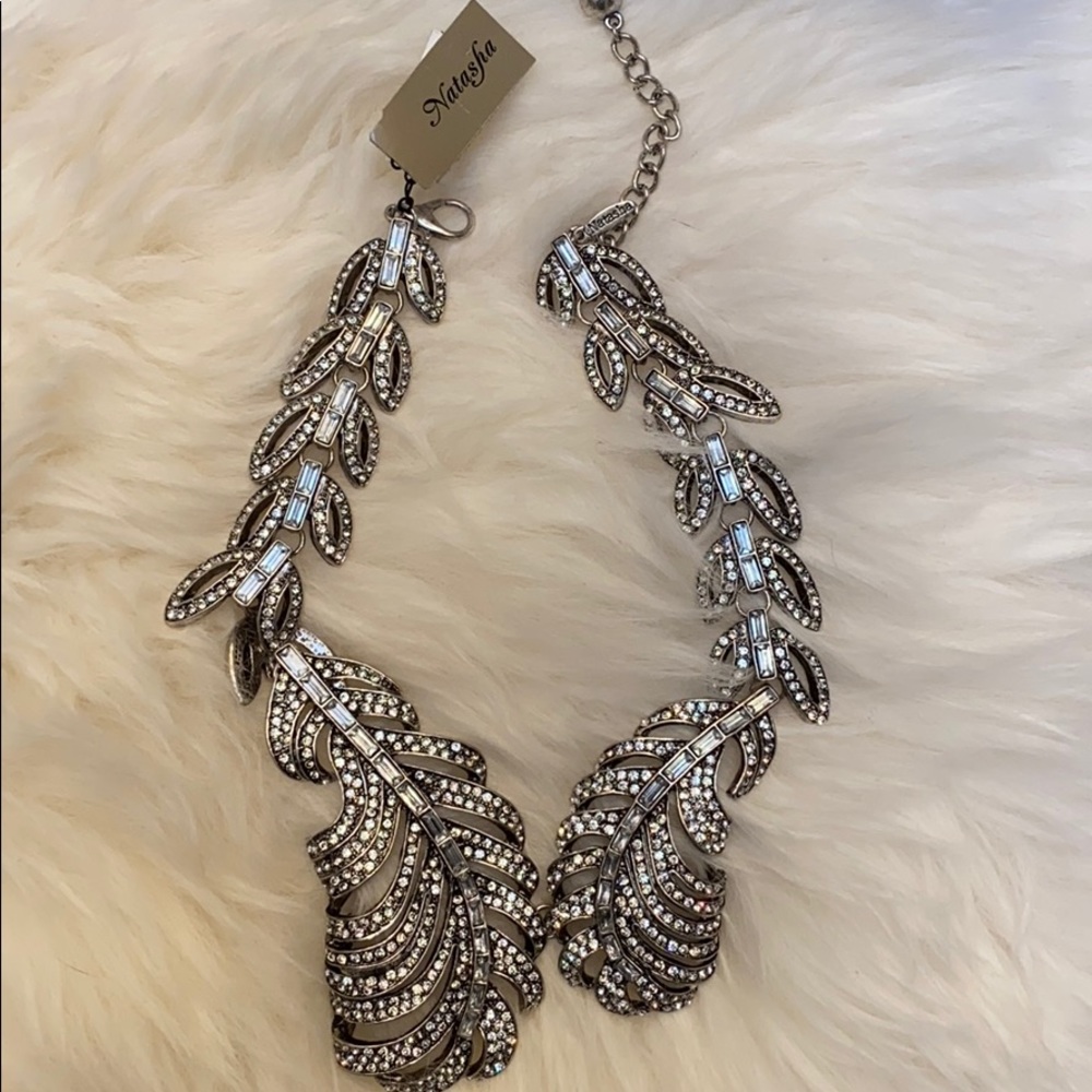 NEW NEW!!!? with tags jeweled feather necklace by Natasha
